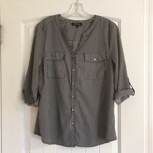 Black and white striped blouse